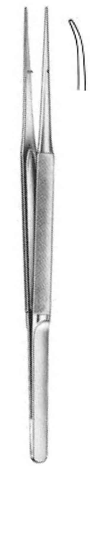 TYİNG  MİKRO FORSEPS TIRTIL SAPLI EĞRİ 0,4MM 15 CM